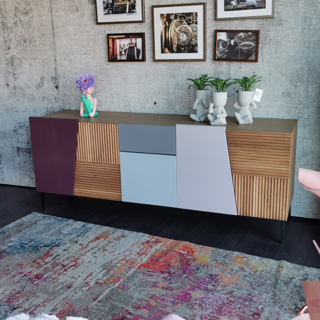 Acquista online Credenza madia base bassa 5 ante e 1 cassetto L. 200 cm in legno  Devina nais